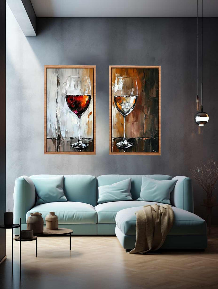 Red and White wine framed art