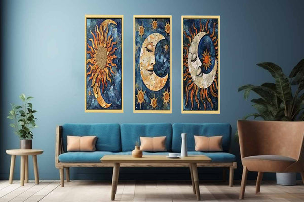  3 Piece Sun & moon Painting  Set