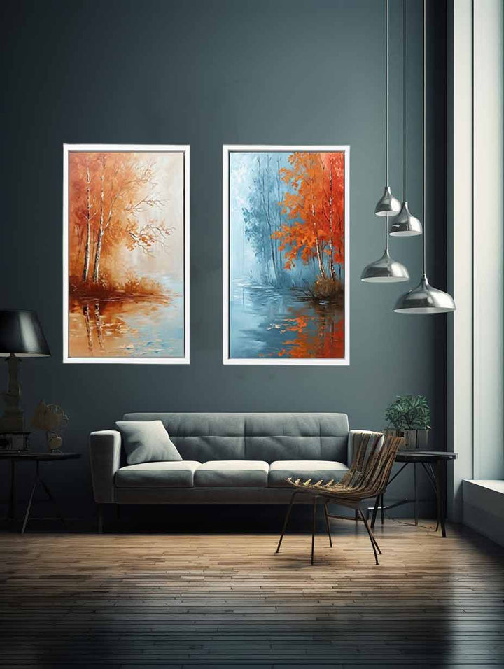 2 Panel Tree Wall Art Painting