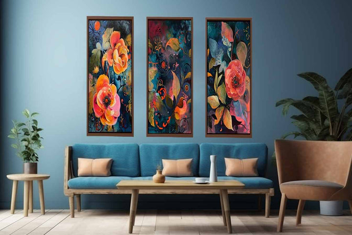 3 Panel Floral Art Painting