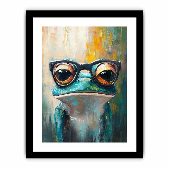 Frog with Galsses Canvas Painting 