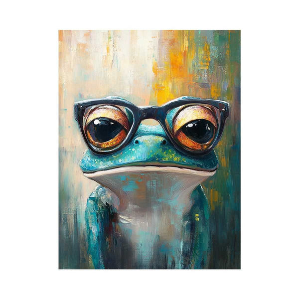 Frog with Galsses Oil Painting