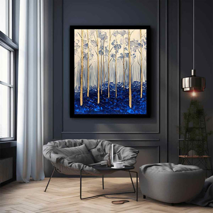 Blue Gold Canvas Painting 