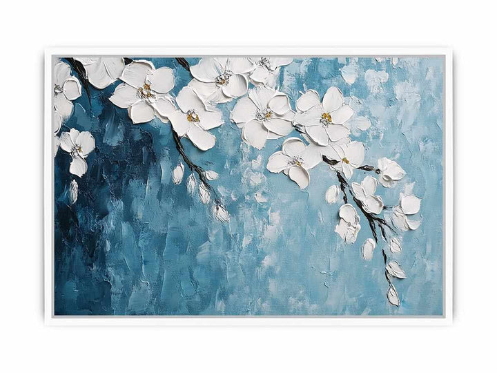 White Flowers Canvas Painting 