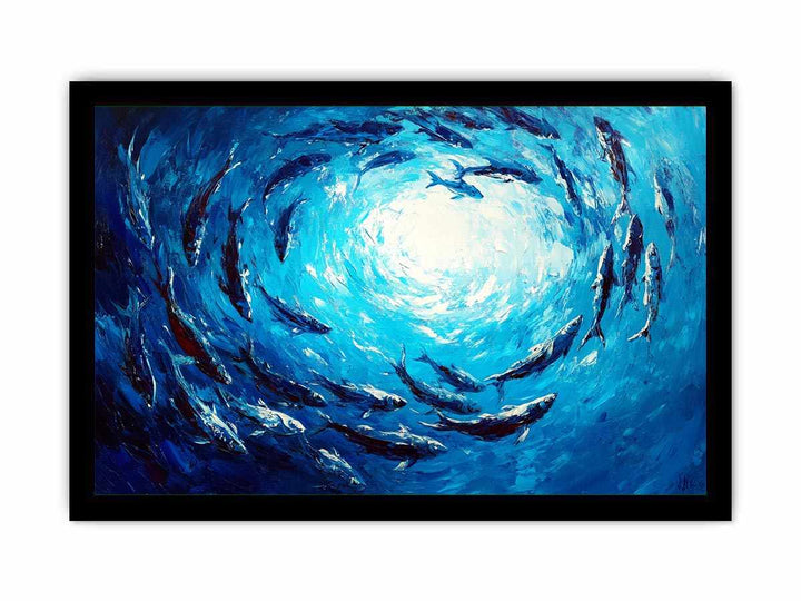 Blue Swim Canvas Painting 