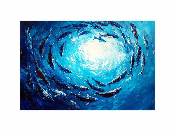 Blue Swim  Oil Painting