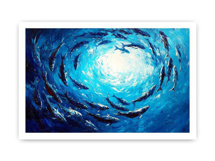 Blue Swim Canvas Painting 