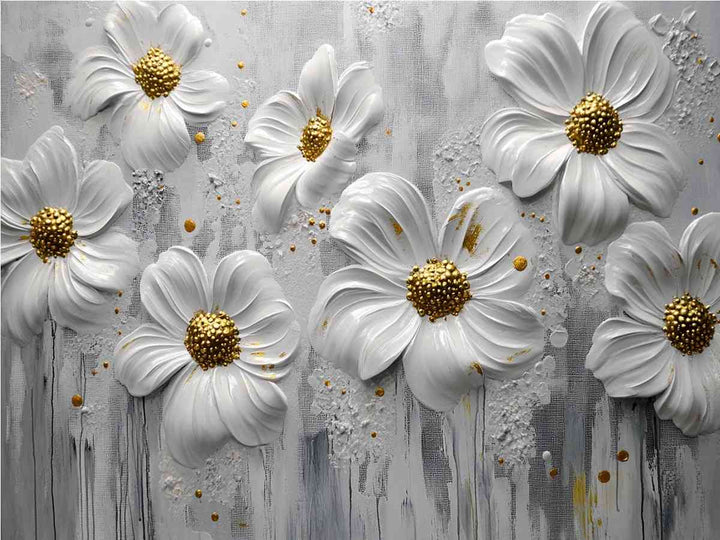 White Flowers Canvas Painting 