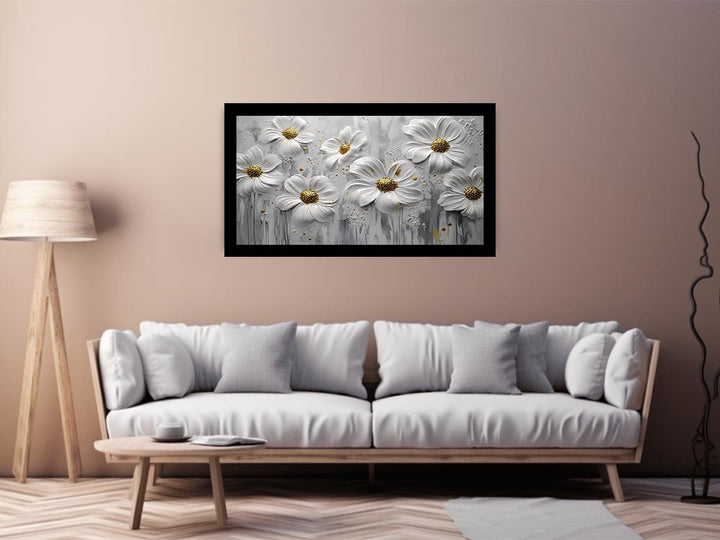 White Flowers Canvas Painting 