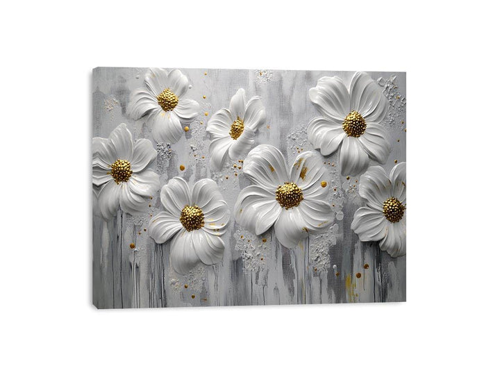 White Flowers Canvas Painting 