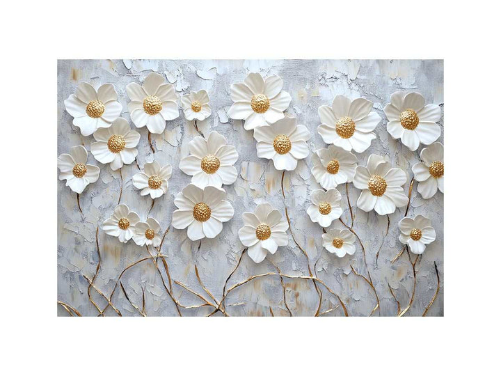 White Flowers  Oil Painting