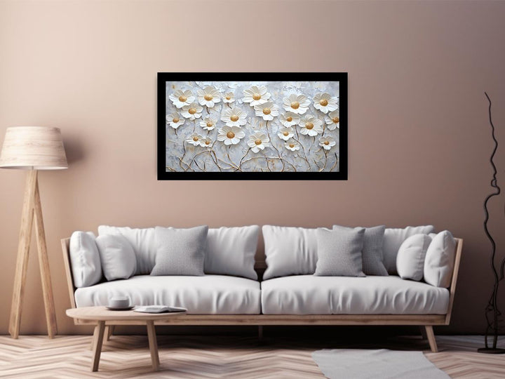 White Flowers Canvas Painting 