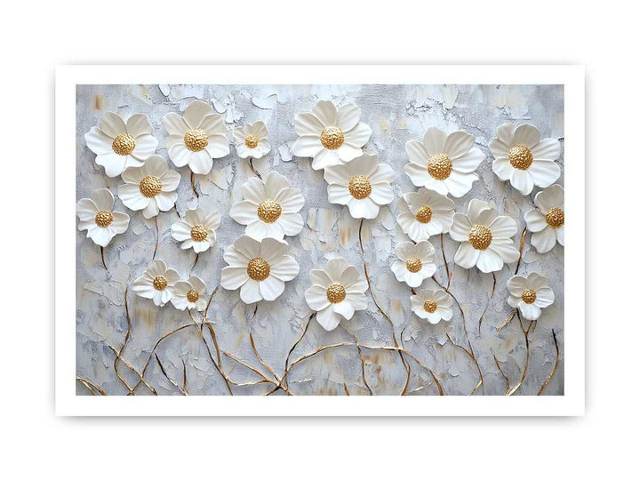 White Flowers Canvas Painting 