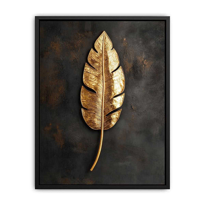 Gold Feather Canvas Painting 