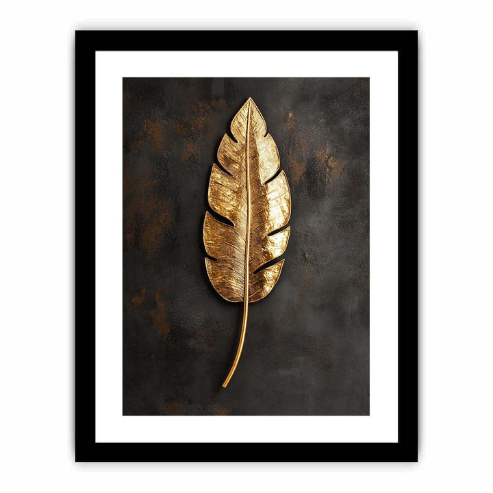 Gold Feather Canvas Painting 