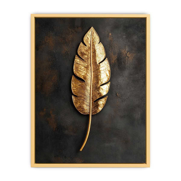 Gold Feather Canvas Painting 