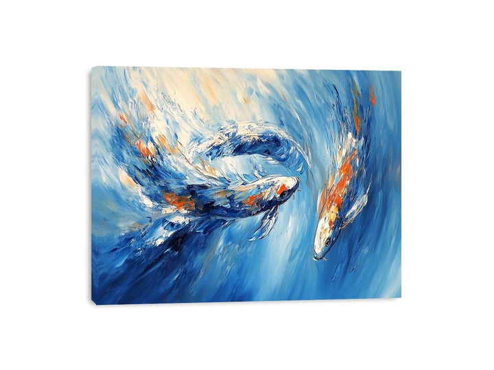 Koi Fish Abstract Canvas Painting 