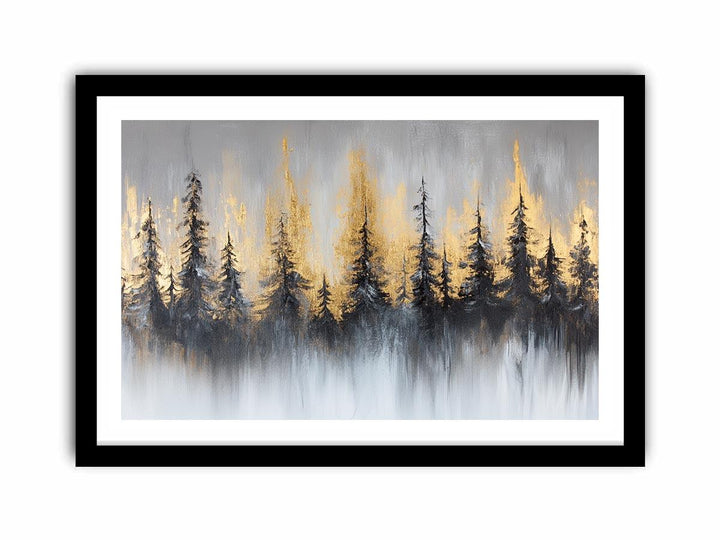 Silver Gold Forest Canvas Painting 