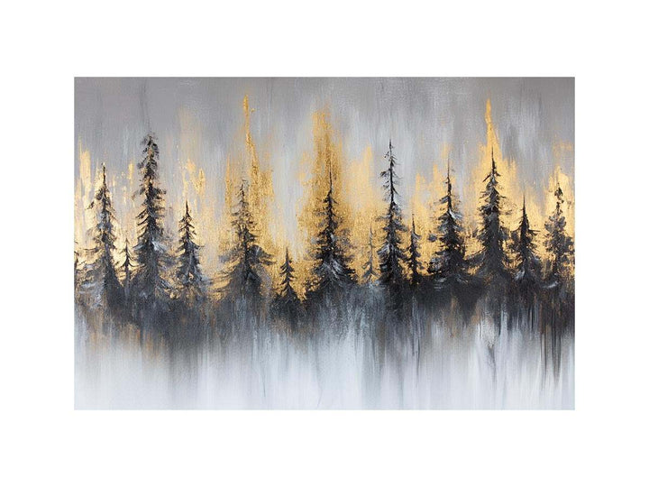 Silver Gold Forest Oil Painting