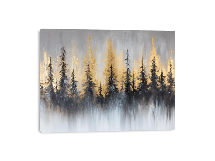 Silver Gold Forest Canvas Painting 