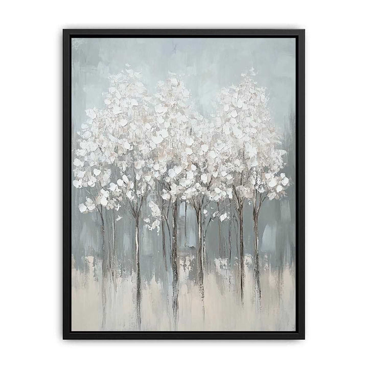 Abstract White Flowers Canvas Painting 