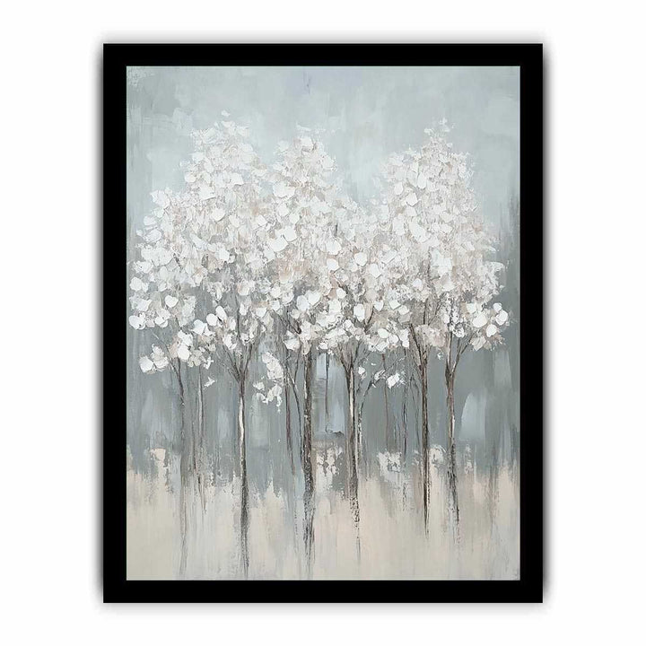 Abstract White Flowers Canvas Painting 