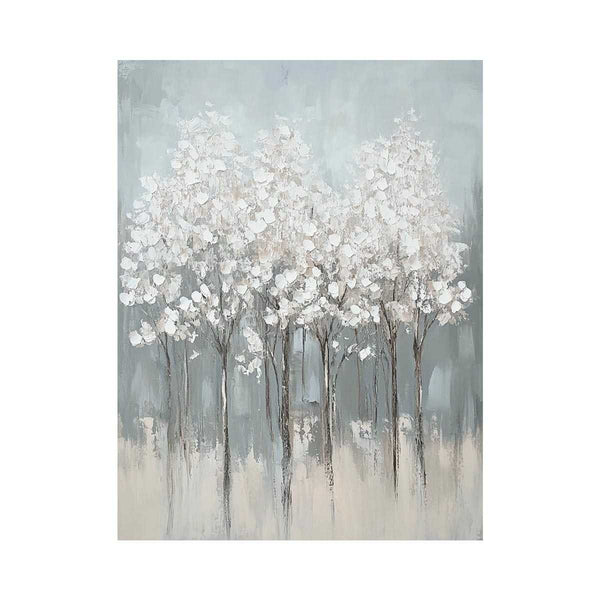 Abstract White Flowers Oil Painting