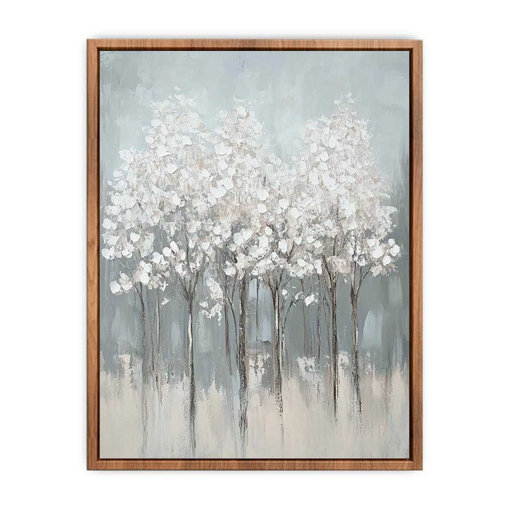 Abstract White Flowers Canvas Painting 