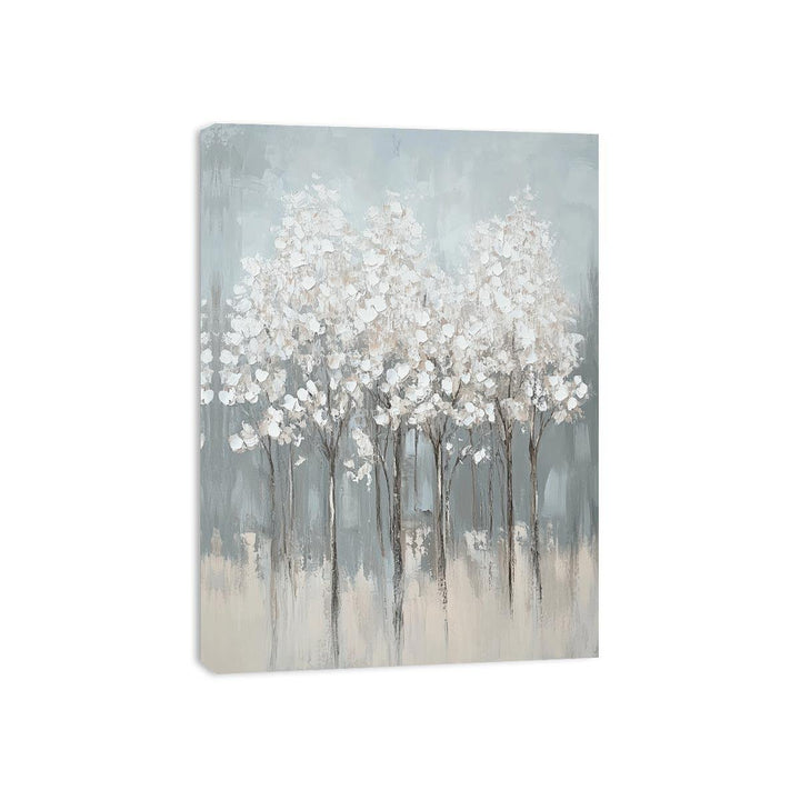 Abstract White Flowers Canvas Painting 