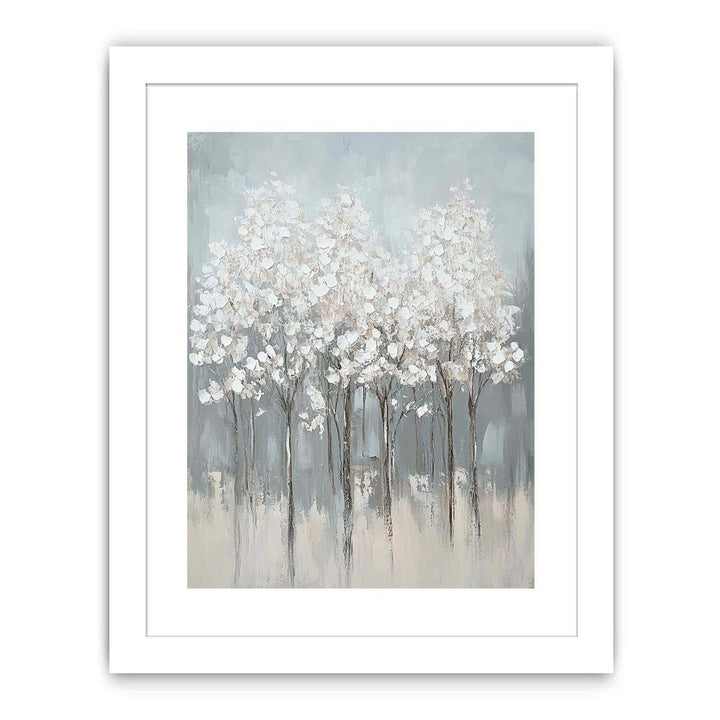 Abstract White Flowers Canvas Painting 