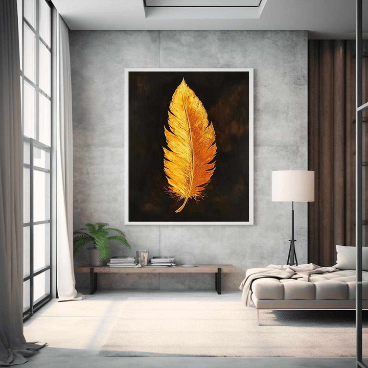 Golden Feather Canvas Painting 