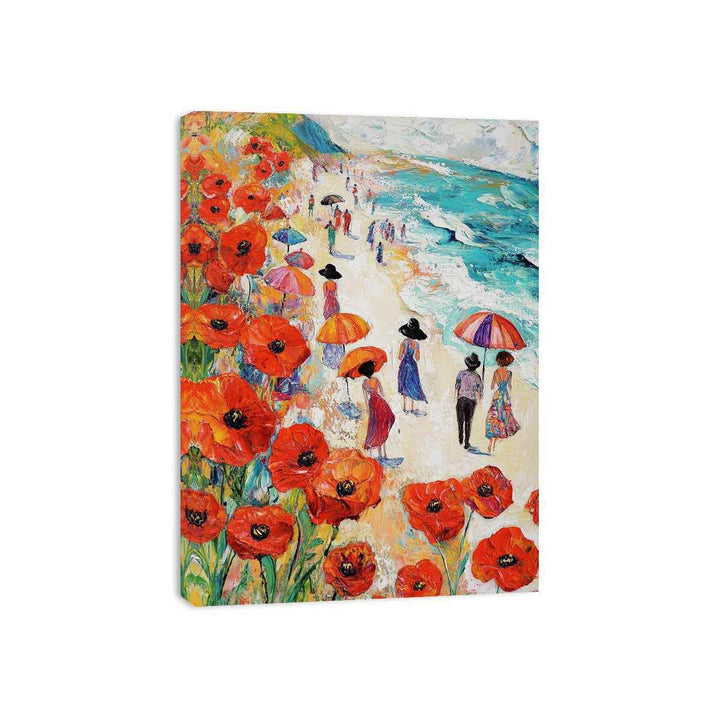 Poppies On The Beach Canvas Painting 