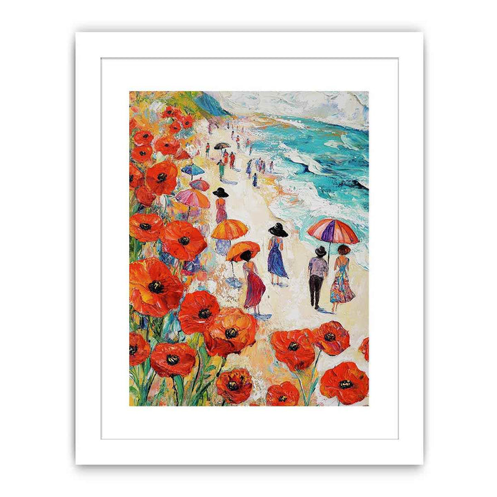 Poppies On The Beach Canvas Painting 