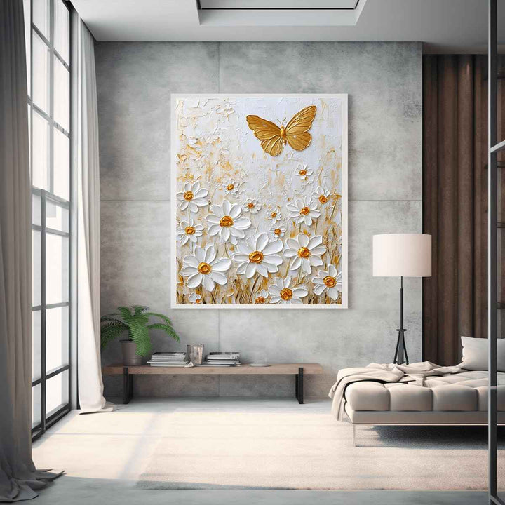 White Dsises Canvas Painting 