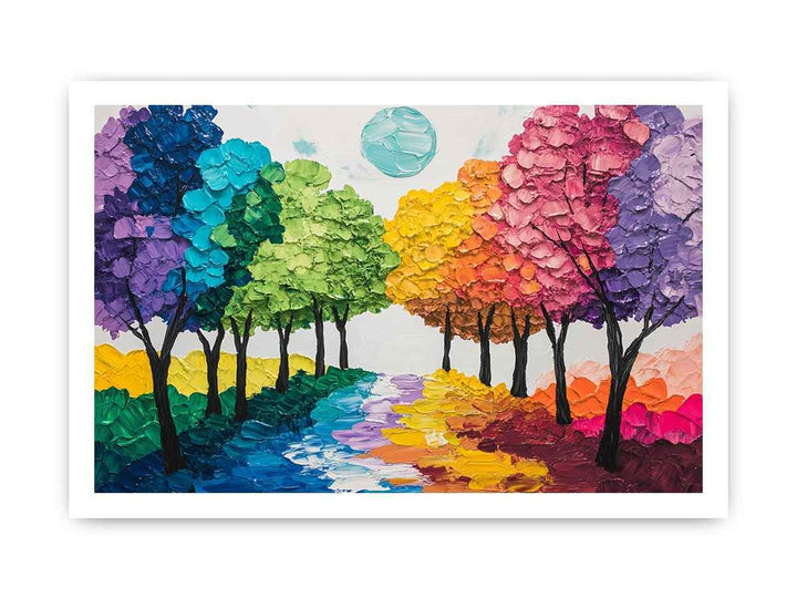 Colorful Trees Canvas Painting 