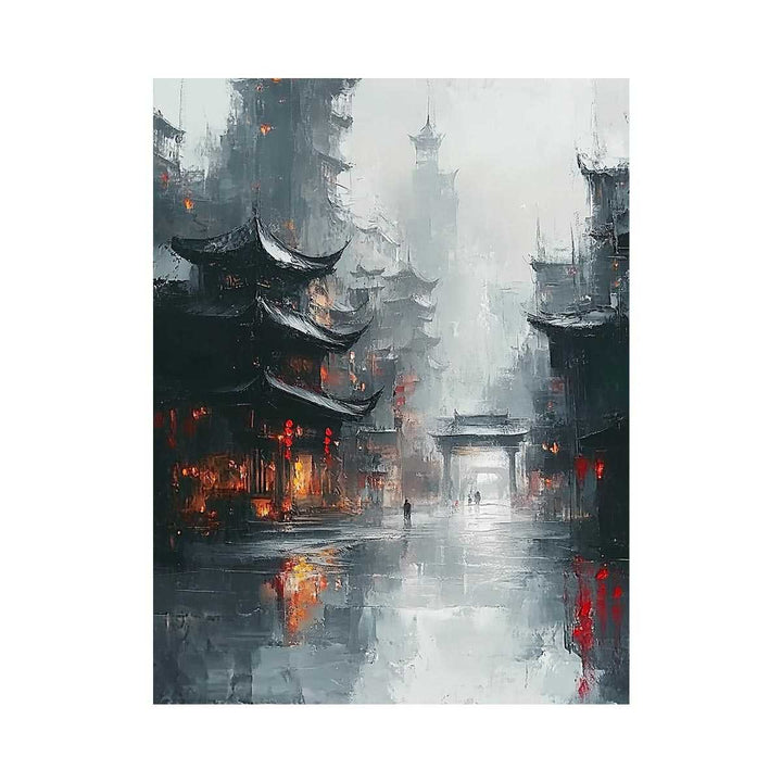 Pagodas  Oil Painting 