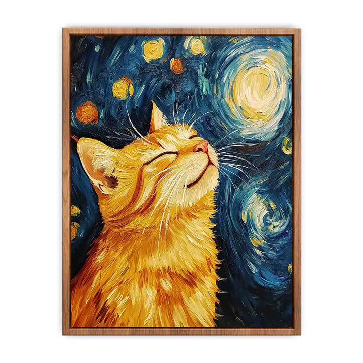 Van Gogh Cat Canvas Painting 