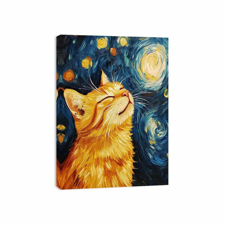 Van Gogh Cat Canvas Painting 