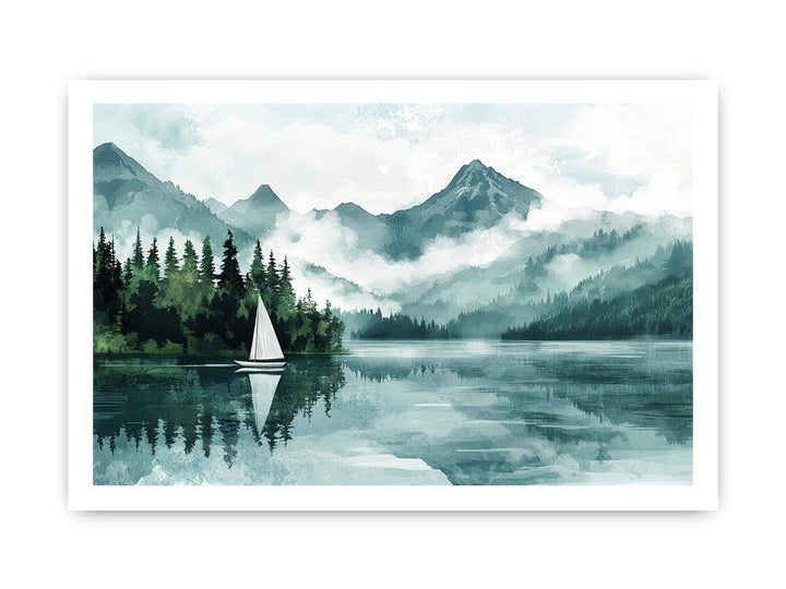 Vintage Lake Canvas Painting 