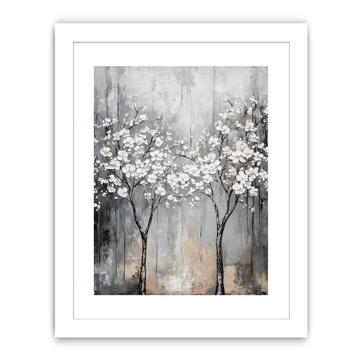 Abstract Silver Trees Canvas Painting 