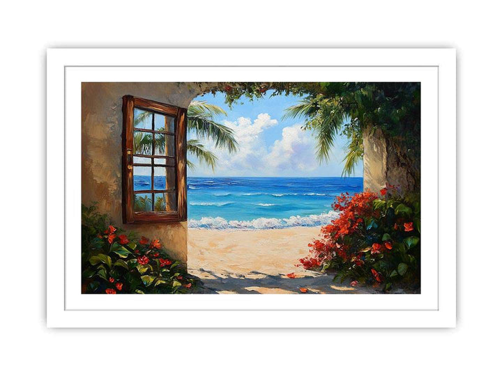 Beach Window Canvas Painting 