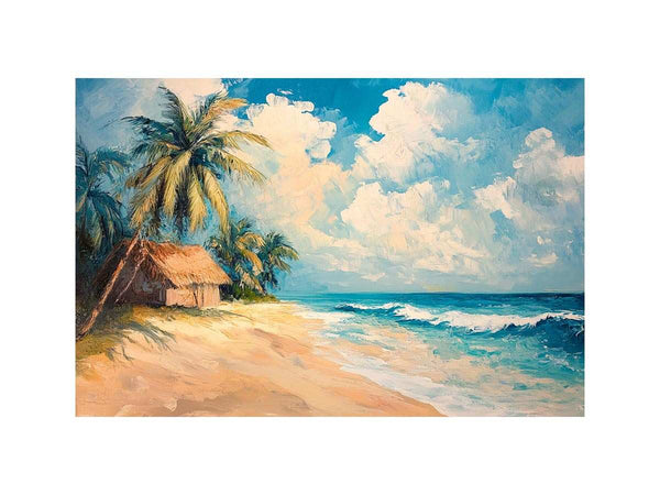 Retro Beach  Oil Painting