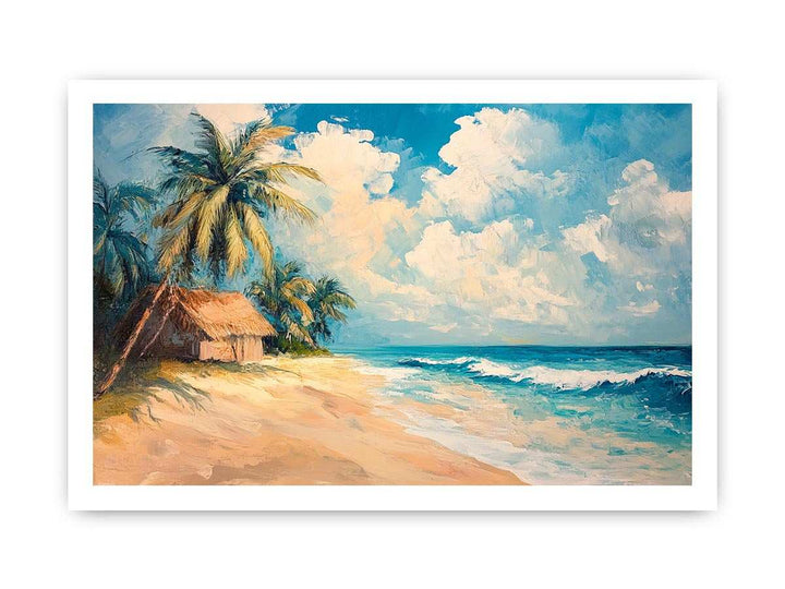 Retro Beach Canvas Painting 