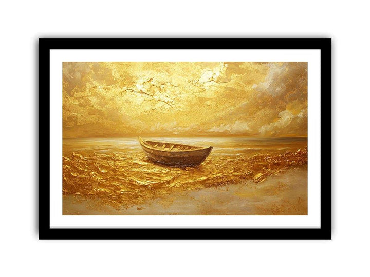 Gold Boat Canvas Painting 