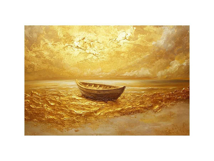 Gold Boat Oil Painting