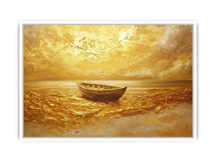 Gold Boat Canvas Painting 