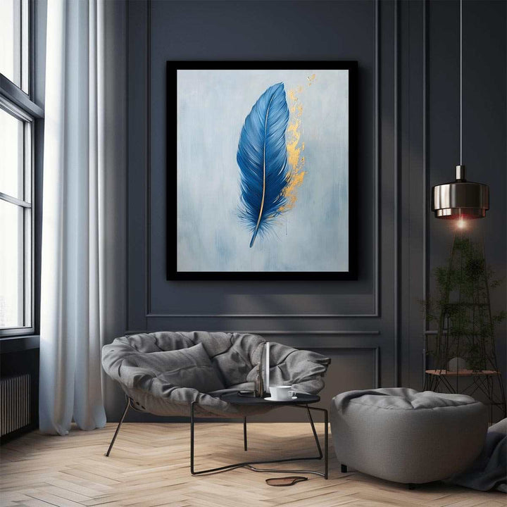 Blue Feather Canvas Painting 