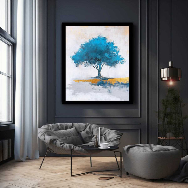 Blue Tree Canvas Painting 