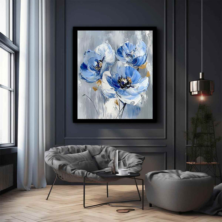 Blue Flowers Canvas Painting 