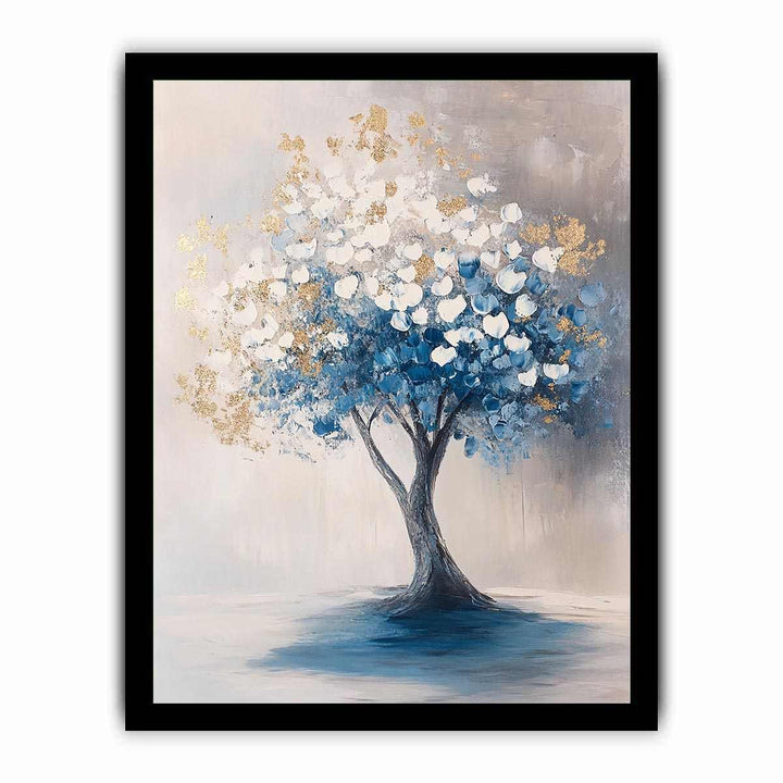 Blue Gold Tree Canvas Painting 